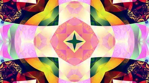 Golden kaleidoscope sequence patterns. 4k Abstract multicolored motion graphics background. Or for yoga, clubs, shows, mandala, fractal animation. Beautiful bright ornament. Seamless loop.