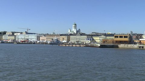 Ship goes to Helsinki port terminal, Finland. Full HD video 50 fps