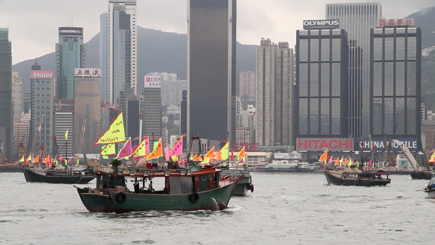 HONG KONG - APRIL 13: Tin Hau Festival Boat Parade in Hong Kong Victoria