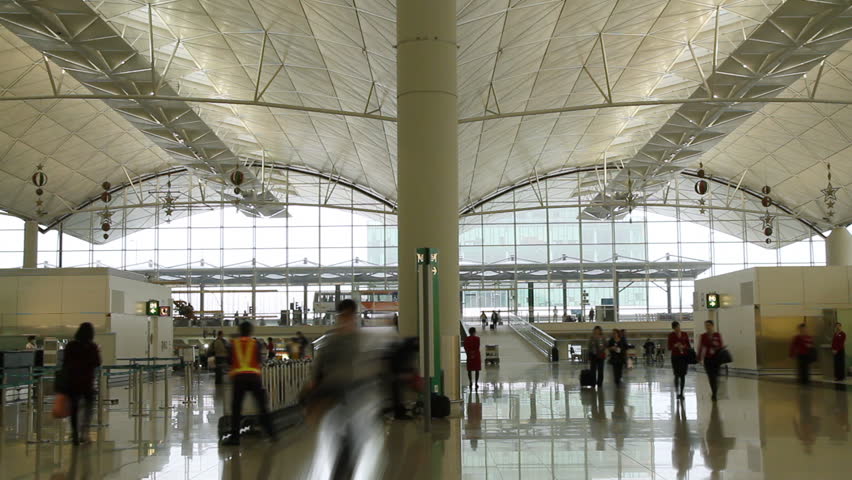 HONG KONG - DECEMBER 21: Time lapse of Hong Kong International Airport Terminal
