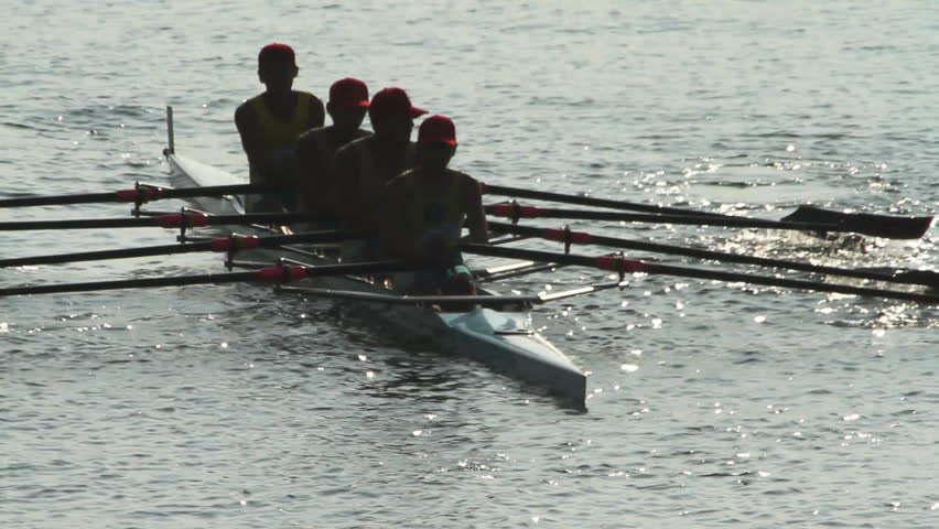 Men Rowing Team, Silhouette.