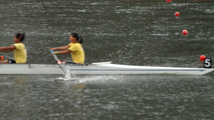HONG KONG, CHINA - NOVEMBER 5: Crew boat teams race on a river on November 5,
