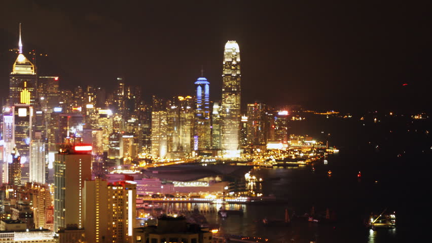 Time lapse of Hong Kong Island night scene.