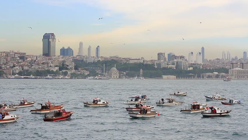 Fishing boats out in the Bosphorus
