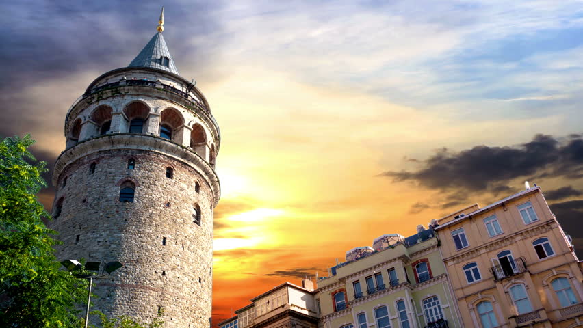 Galata Tower, Istanbul, Turkey. Ancient Galata Tower, Beyoglu region in