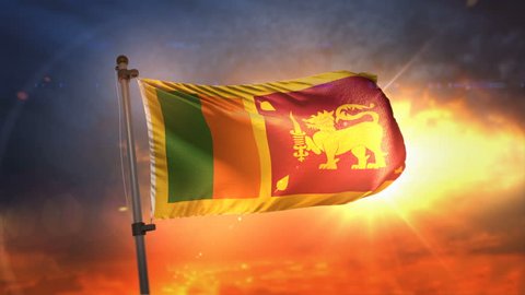 Sri Lanka Flag Backlit At Beautiful Sunrise Loop Slow Motion 3D Rendering 4K