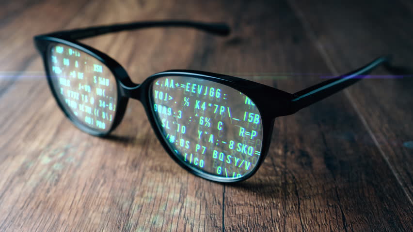 Abstract Animation Digital Computer Code Running in Glasses Royalty-Free Stock Footage #27478078