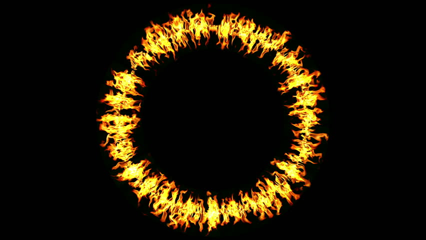 Fire circle burning on black background HD