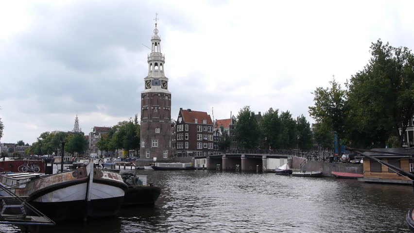 Amsterdam Montelbaans Tower and canal