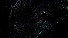Futuristic video animation with glowing particle object in slow motion, 4096x2304 loop 4K