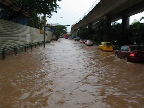Flooded Singapore Street