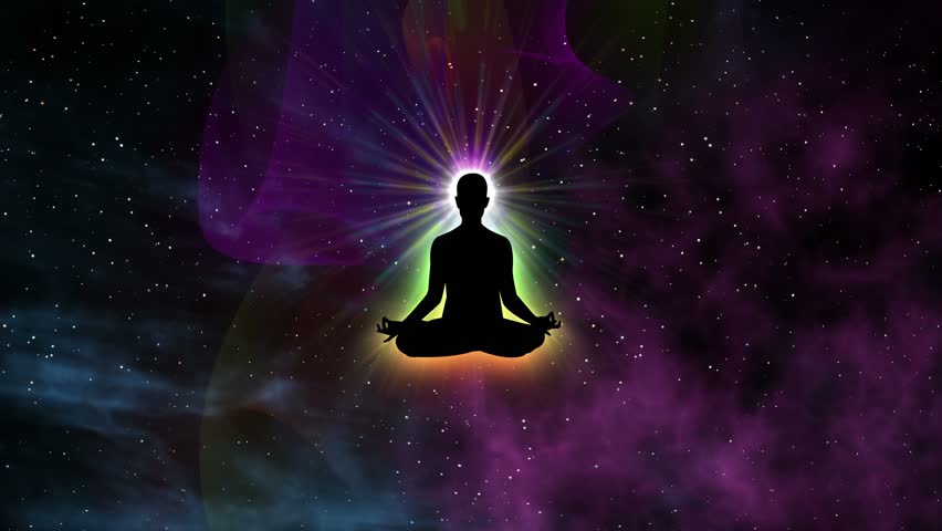 Seven Chakras Appearing over a Person Gaining Enlightenment Silhouette of Person Sitting in Lotus Pose of Yoga Surrounded with Aura | Spiritual Awakening and Unlocking 7 Chakra with Deep Meditation  Royalty-Free Stock Footage #27502867