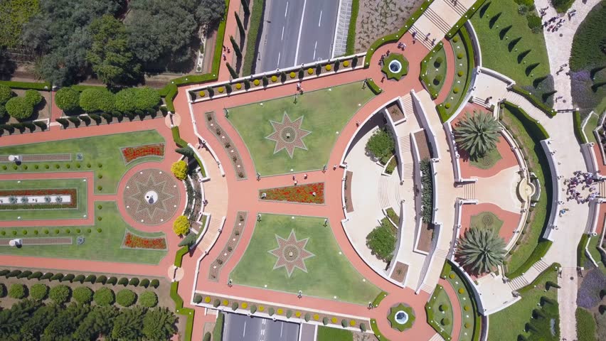 Bahai temple and gardens in Haifa, Israel - Aerial footage