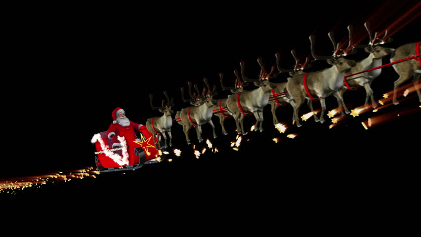 Santa and Sleigh Perspective view. Comes with Alpha Matte.