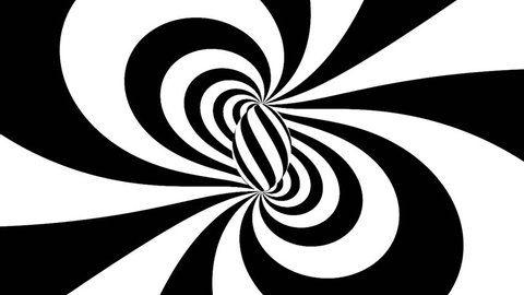 Hypnotic spiral. Black and white hypnosis. Seamless loop