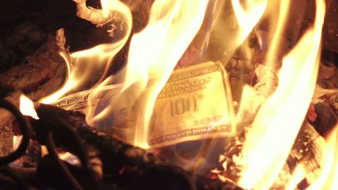 High quality video of burning money in real 1080p slow motion 250fps