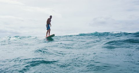 Surfer On Hydrofoil Surfboard Riding Blue Stock Footage Video (100% ...