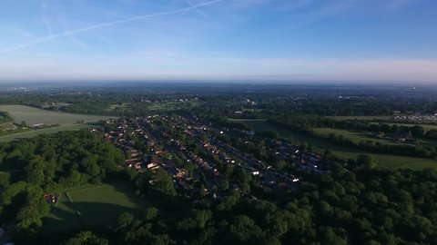 Aerial view of Epsom, Surrey, UK.