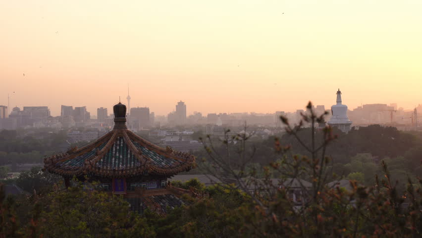 Beijing Beihai park at dusk,Beijing,China.