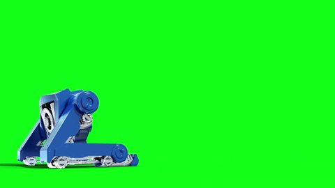 Giant Mech Robot Shoots Front Green Screen 3D Rendering Animation