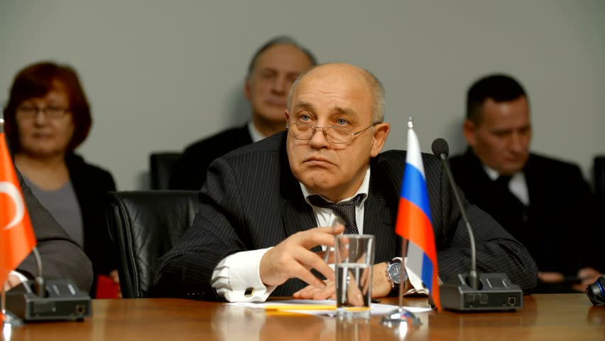 The representative of Russia listens to suggestions for combating terrorism