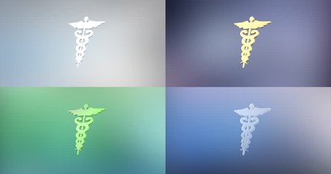 Animated Caduceus 3d Icon Loop Modules for edit with alpha matte