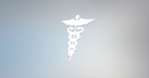 Animated Caduceus White 3d Icon Loop Modules for edit with alpha matte