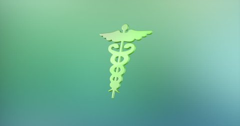 Animated Caduceus Color 3d Icon Loop Modules for edit with alpha matte