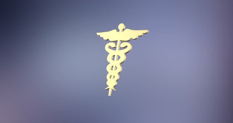 Animated Caduceus Gold 3d Icon Loop Modules for edit with alpha matte