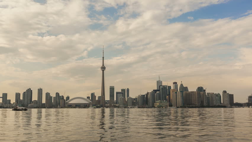 TORONTO, CANADA, AUG 15, 2012: Time lapse Toronto Skyline and CN Tower with