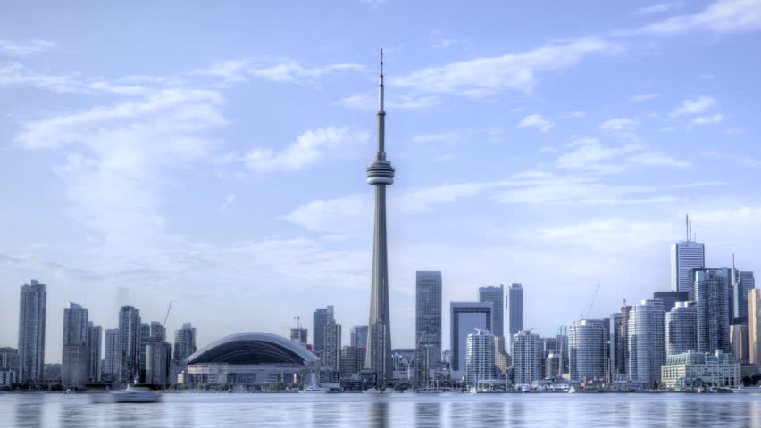 TORONTO, CANADA, AUG 15, 2012: HDR Time lapse Toronto Skyline and CN Tower with