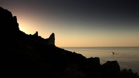 Timelapse sunrise in the mountains. Noviy Svet, Crimea, Ukraine
