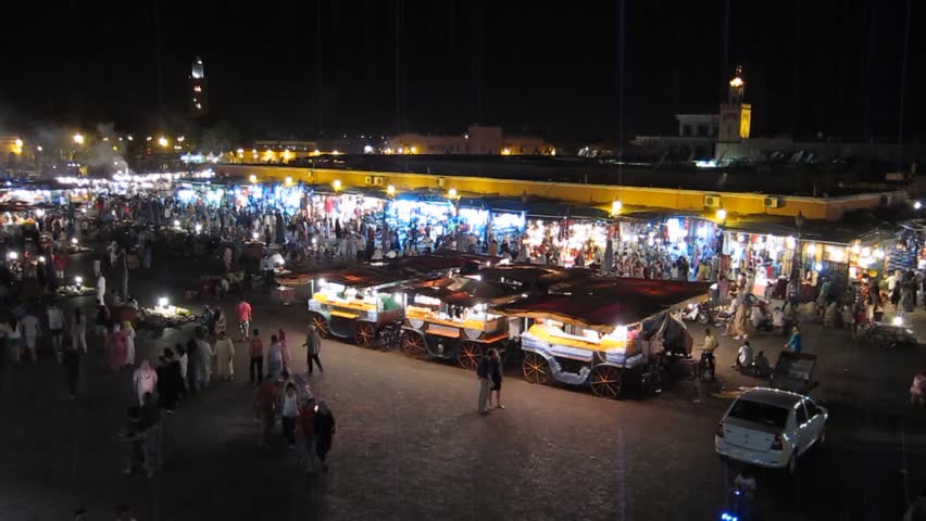 Jemaa el-Fnaa market at night during Ramadan circa July 2012 in Marrakech,
