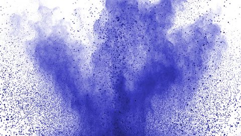 Blue powder exploding on white background in super slow motion, shot with Phantom Flex 4K