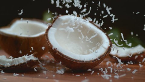 Shredded Coconut falling in super slow motion, shot with Phantom Flex 4K
