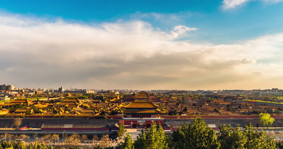 Forbidden City panorama, Beijing, China. 4k Timelapse