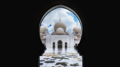 Sheikh Zayed Grand Mosque - Door perspective - Timelapse 4K