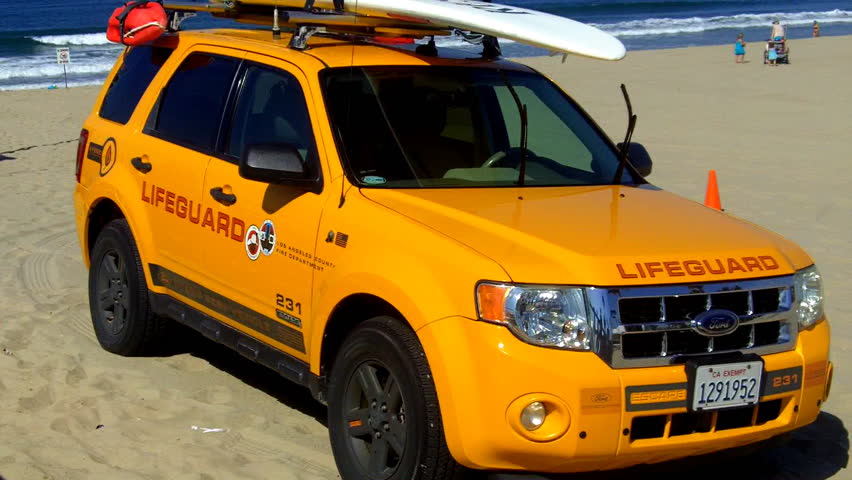 VENICE BEACH, CA - AUGUST 2: A Venice Beach PZEV lifeguard truck parked on the