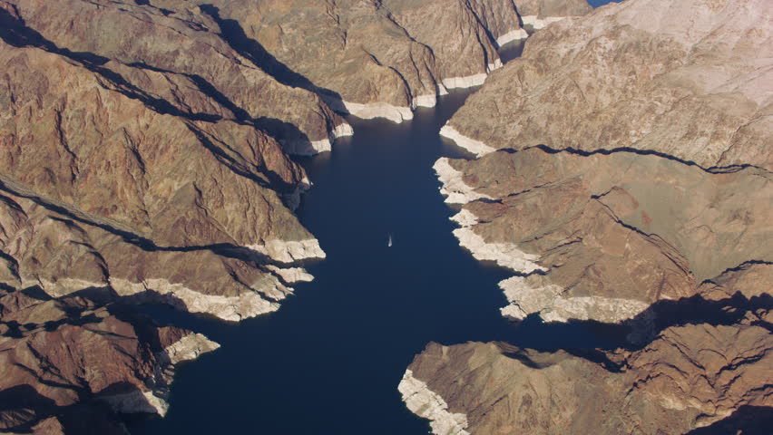 Aerial view of boat on Lake Mead, Nevada