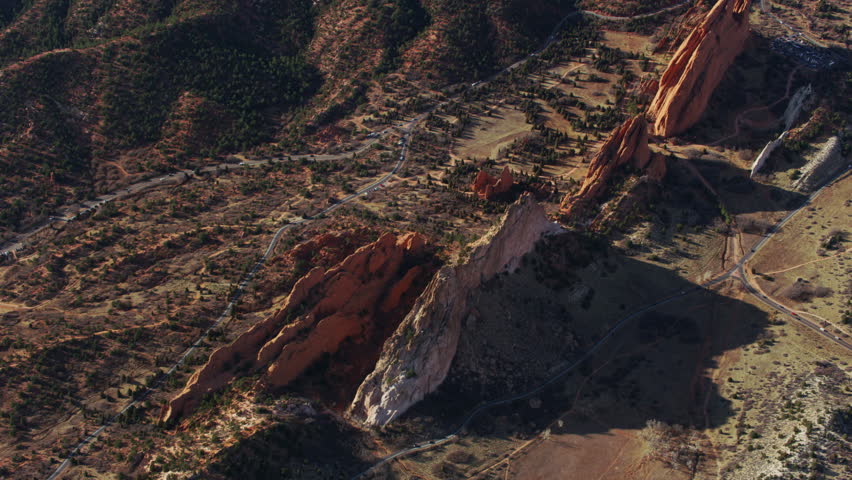 Aerial view of Garden of the Gods outside Colorado Springs, Colorado