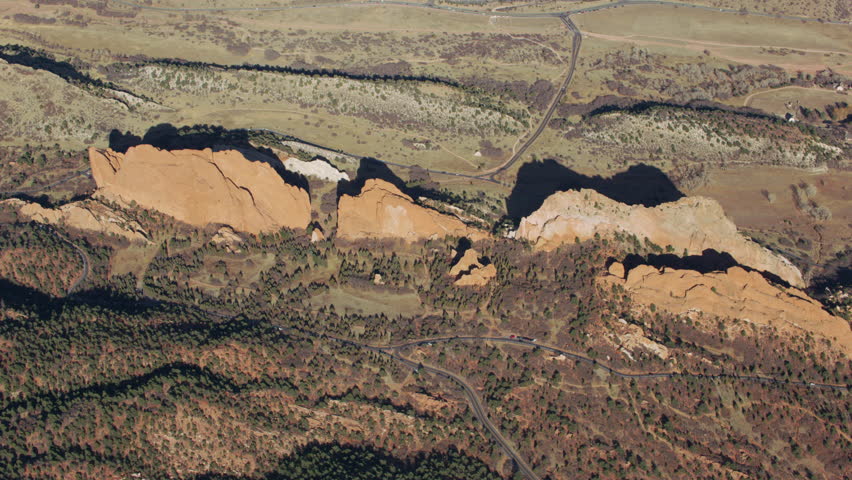 Aerial view of Garden of the Gods outside Colorado Springs, Colorado