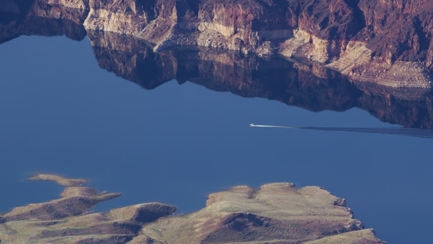 Aerial view of boat on Lake Mead, Nevada