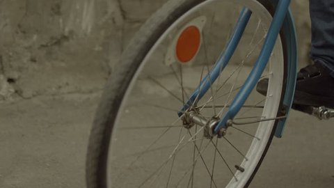 Vintage, retro Bicycle hub, wheel close-up. Shot on RED EPIC DRAGON Cinema Camera in slow motion.