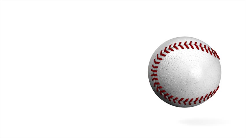 Baseball animation, ball over white.