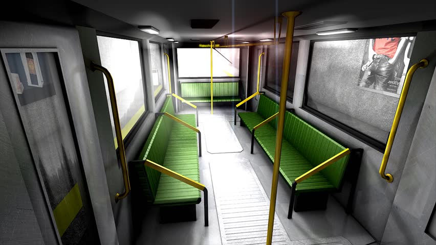 3d animation, empty metro train.