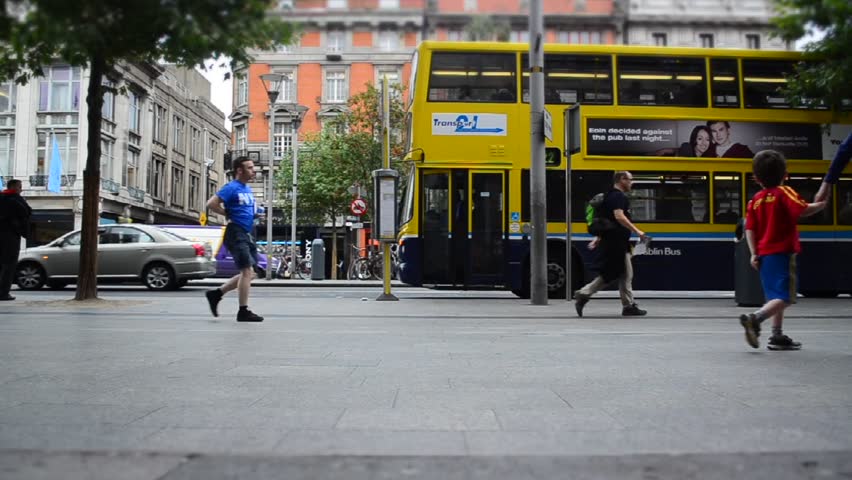 DUBLIN, IRELAND - CIRCA 2011: Time lapse of people in OÂ´Connel Street circa