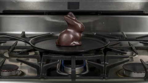 Melting chocolate easter bunny