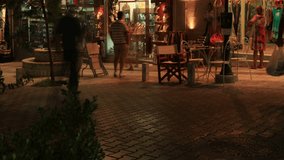 Tourists crowded main shopping street, Agos Nikolaos, Crete