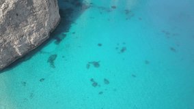 Cinematic Aerial Footage Shipwreck Bay, Navagio Beach, Zakynthos, Greece - Raw Footage