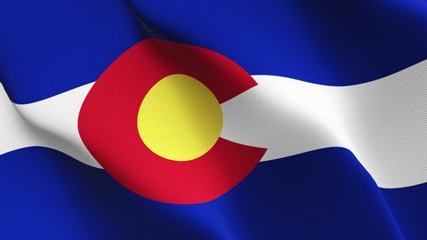 Colorado US State flag waving seamless loop in 4K and 30fps. United States of America Colorado loopable flag with highly detailed fabric texture.